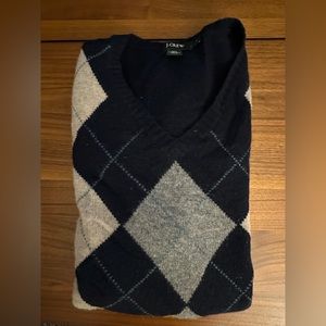 JCrew Argyle V Neck Wool Sweater